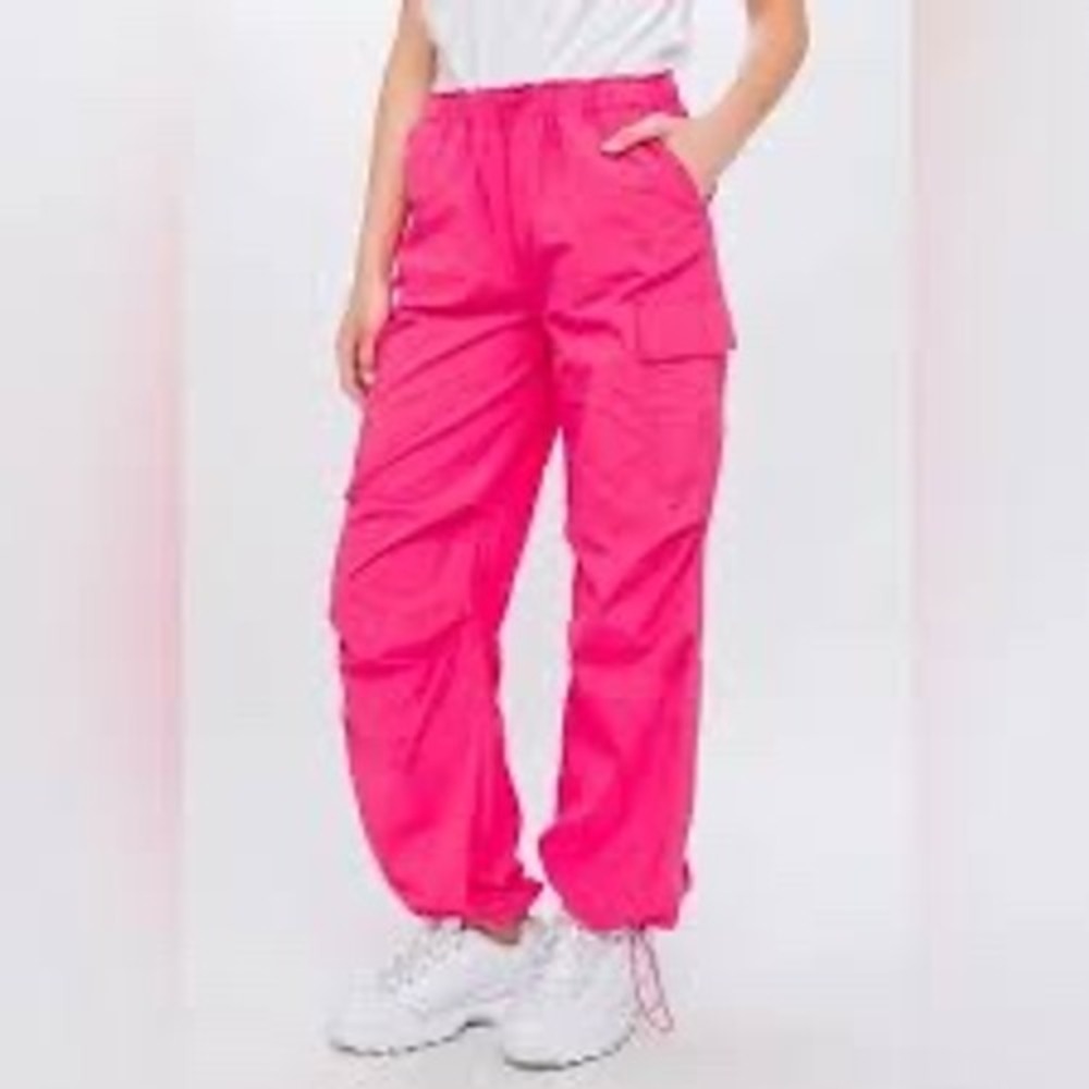 Love Tree Womens Hot Pink Cargo Parachute Pants Small S